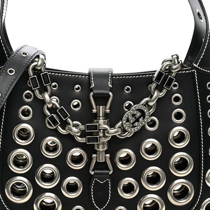 Gucci Calfskin Ha Ha Ha Jackie 1961 Eyelet Hobo Black 7 of 9
