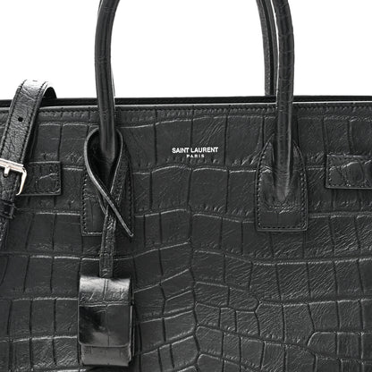 Saint Laurent Calfskin Crocodile Embossed Baby Sac De Jour Black 7 of 9