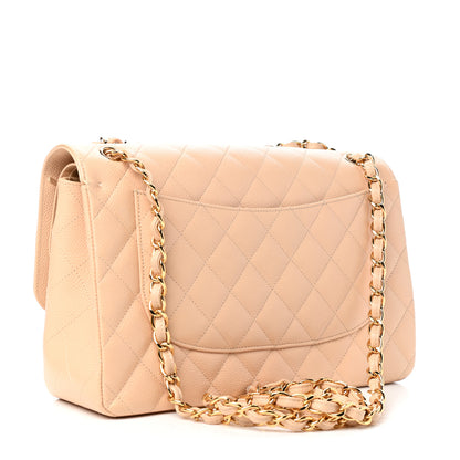 Chanel Caviar Quilted Jumbo Double Flap Beige 3 of 10