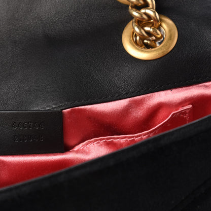 Gucci Velvet Matelasse Mini GG Marmont Shoulder Bag Black 9 of 10
