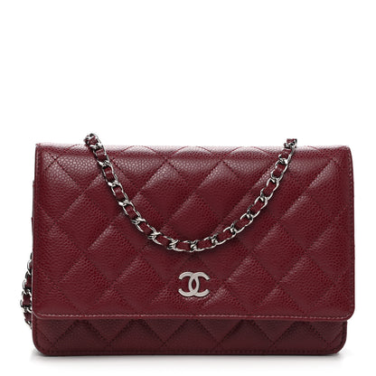 Chanel Caviar Quilted Wallet on Chain WOC Burgundy 1 of 12
