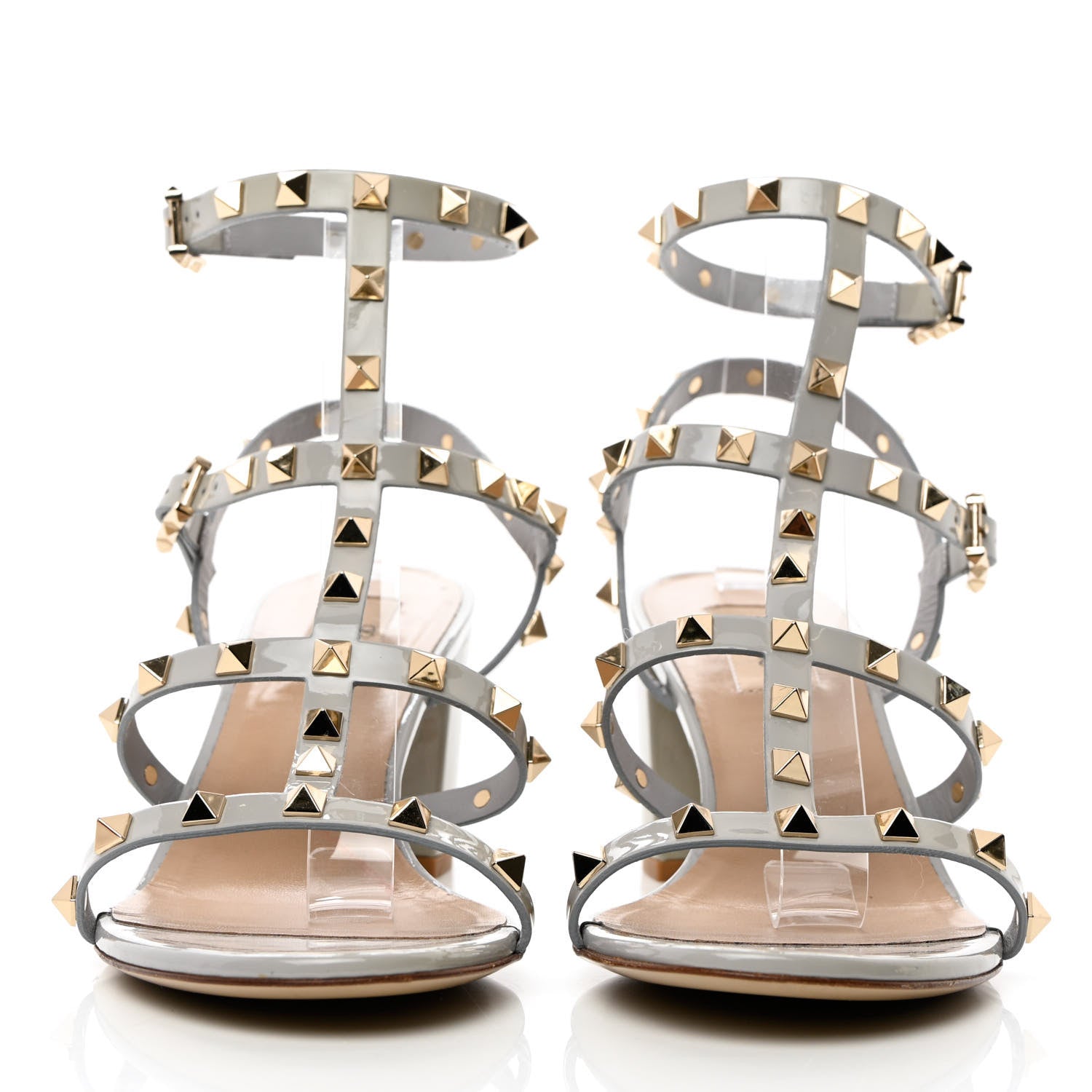 Valentino Garavani Patent Calfskin Rockstud 60mm City Sandals 41 Grey 4 of 16