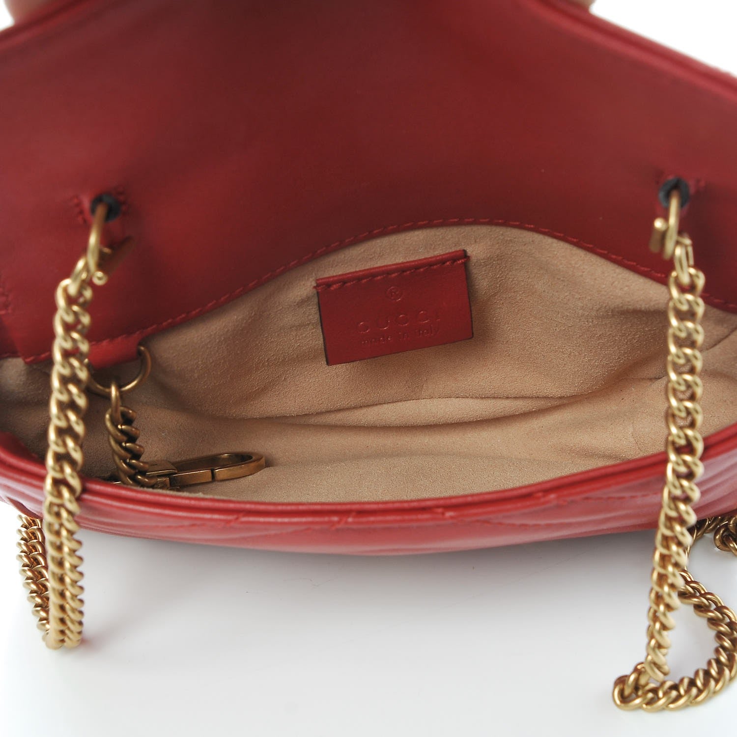 Gucci Calfskin Matelasse Super Mini GG Marmont Shoulder Bag Hibiscus Red 5 of 10
