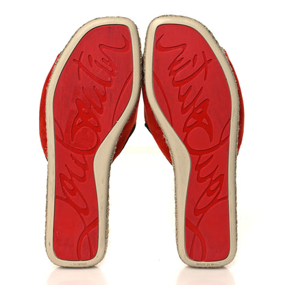 Christian Louboutin Canvas Raffia Velvet Pacha Loubi Flat Espadrilles 38 Multicolor 5 of 7