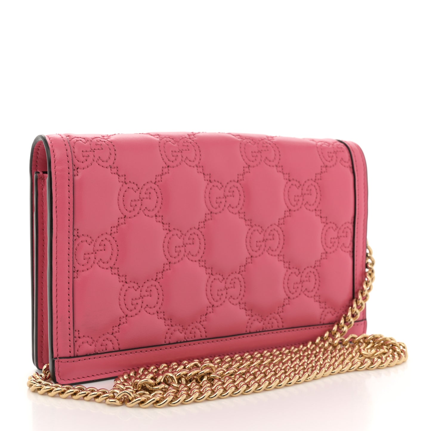 Calfskin GG Matelasse Chain Wallet Rhodamine Pink