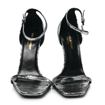 Saint Laurent Metallic Calfskin Opyum 110 Sandals 38.5 Argento 2 of 8