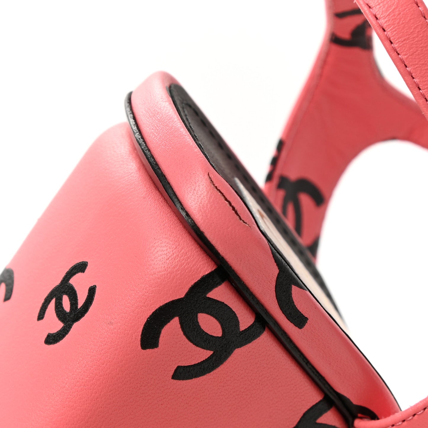 Printed Lambskin CC Sandals 40 Pink Black