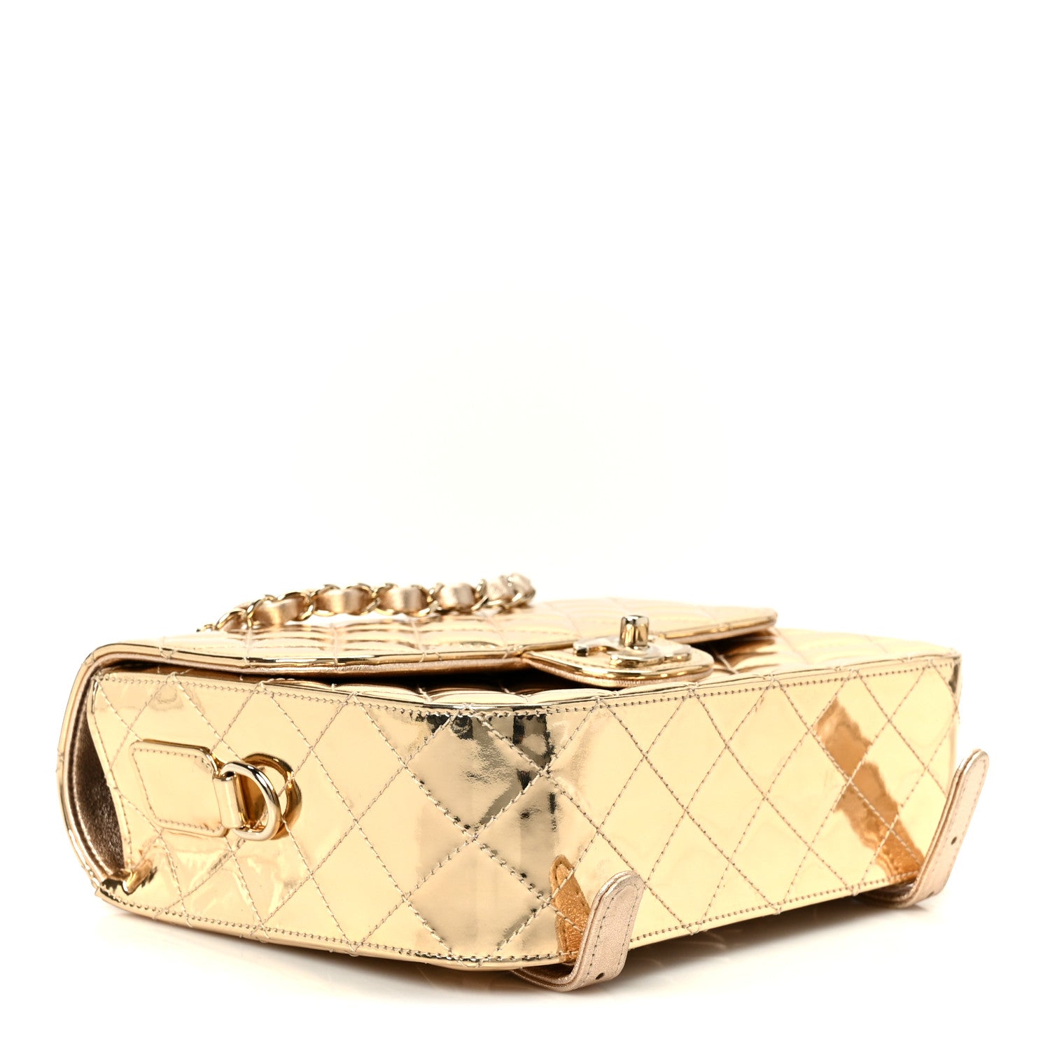 Chanel Mirror Calfskin Metallic Calfskin Quilted Hollywood Boulevard Backpack With Coin Purse Gold 3 of 12