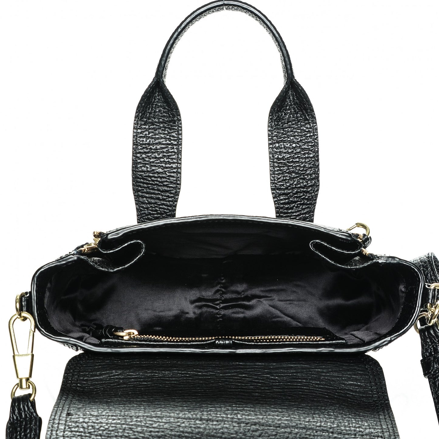 3.1 Textured Calfskin Mini Pashli Satchel Black