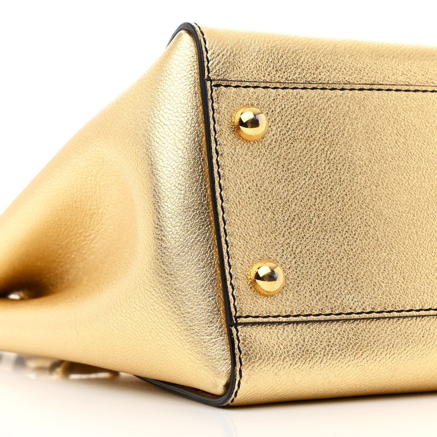 Burberry Metallic Soft Grain Calfskin Medium Buckle Tote Gold 9 of 12