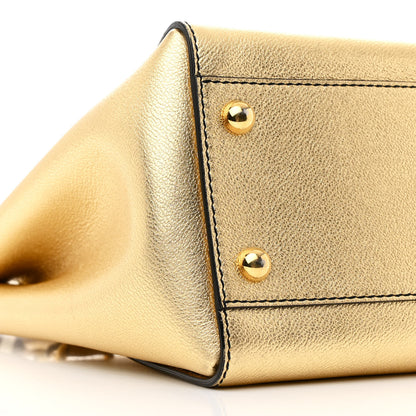 Burberry Metallic Soft Grain Calfskin Medium Buckle Tote Gold 9 of 12