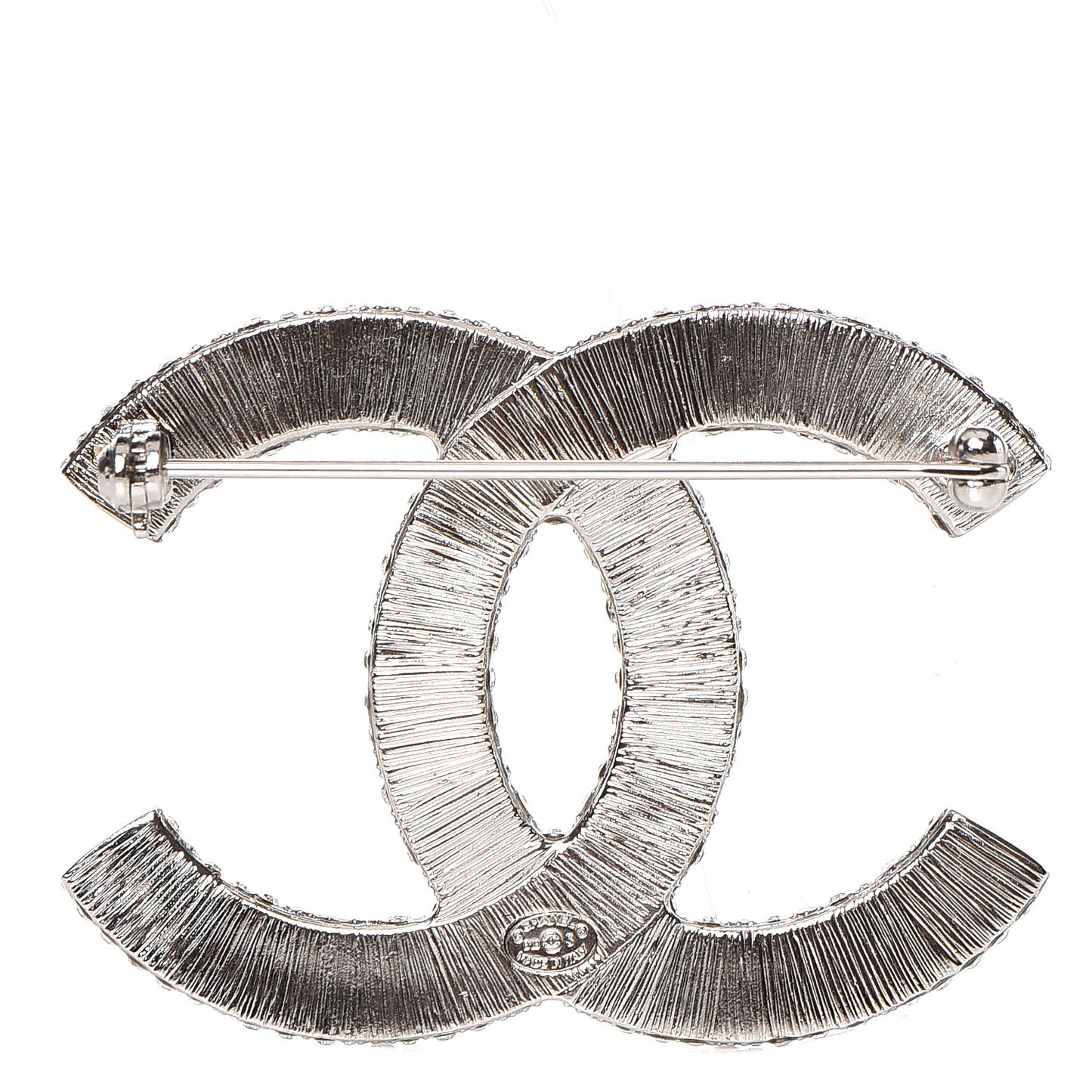 Crystal Large CC Brooch Silver