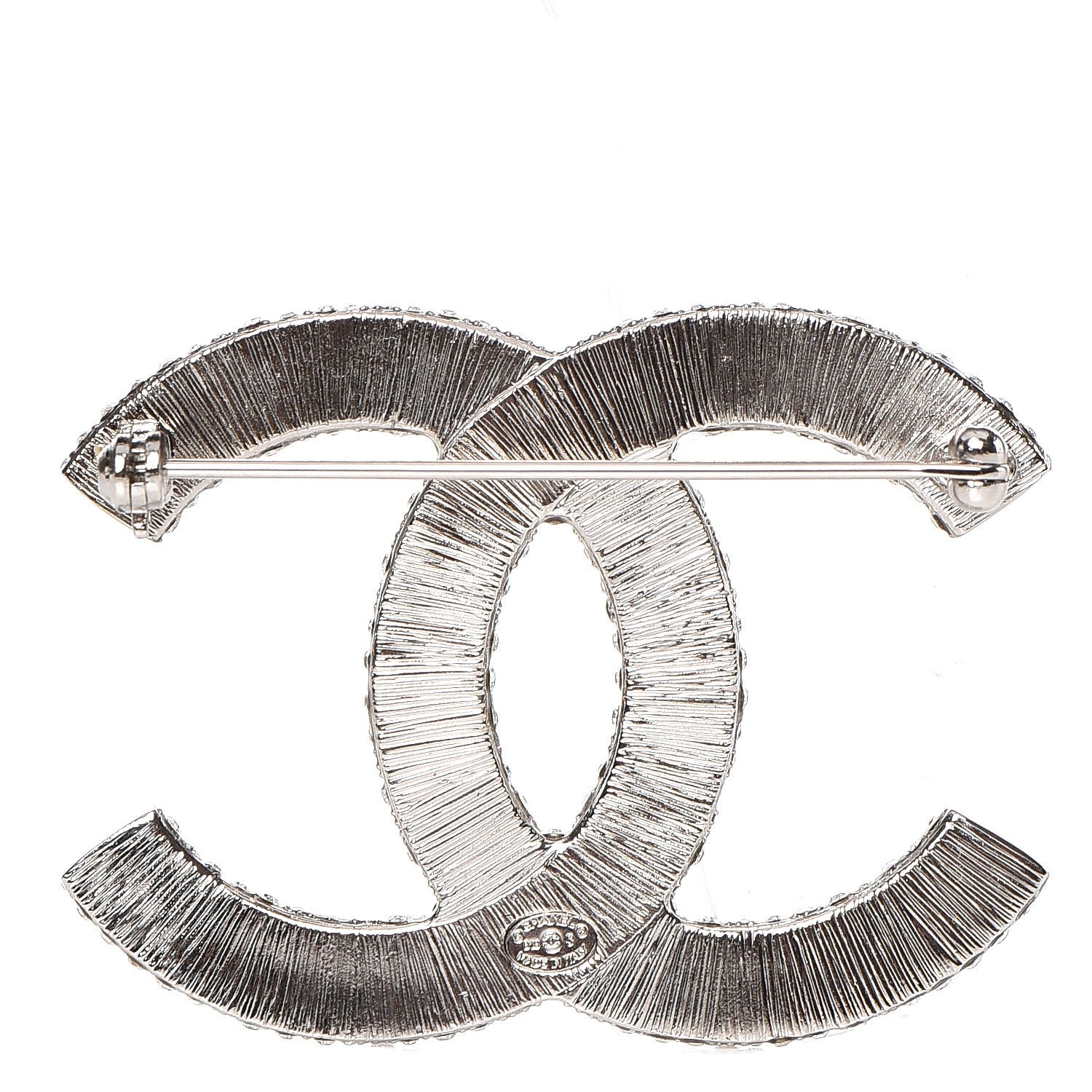 Chanel Crystal Large CC Brooch Silver 3 of 5