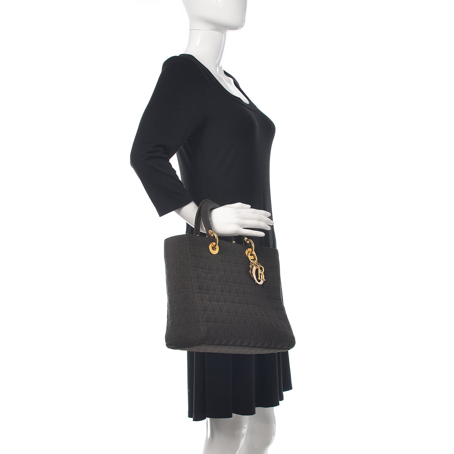 Christian Dior Nylon Cannage Large Lady Dior Dark Brown 2 of 14