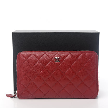 Chanel Caviar Quilted Large Zip Around Organizer Wallet Red 9 of 9