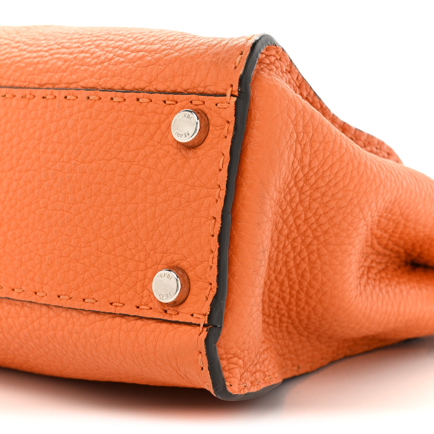 Fendi Cuoio Romano Selleria Bi-Color Medium Peekaboo Iconic Satchel Orange Stone 7 of 17