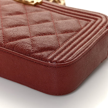 Chanel Caviar Quilted Small Boy Clutch With Chain Burgundy 8 of 10