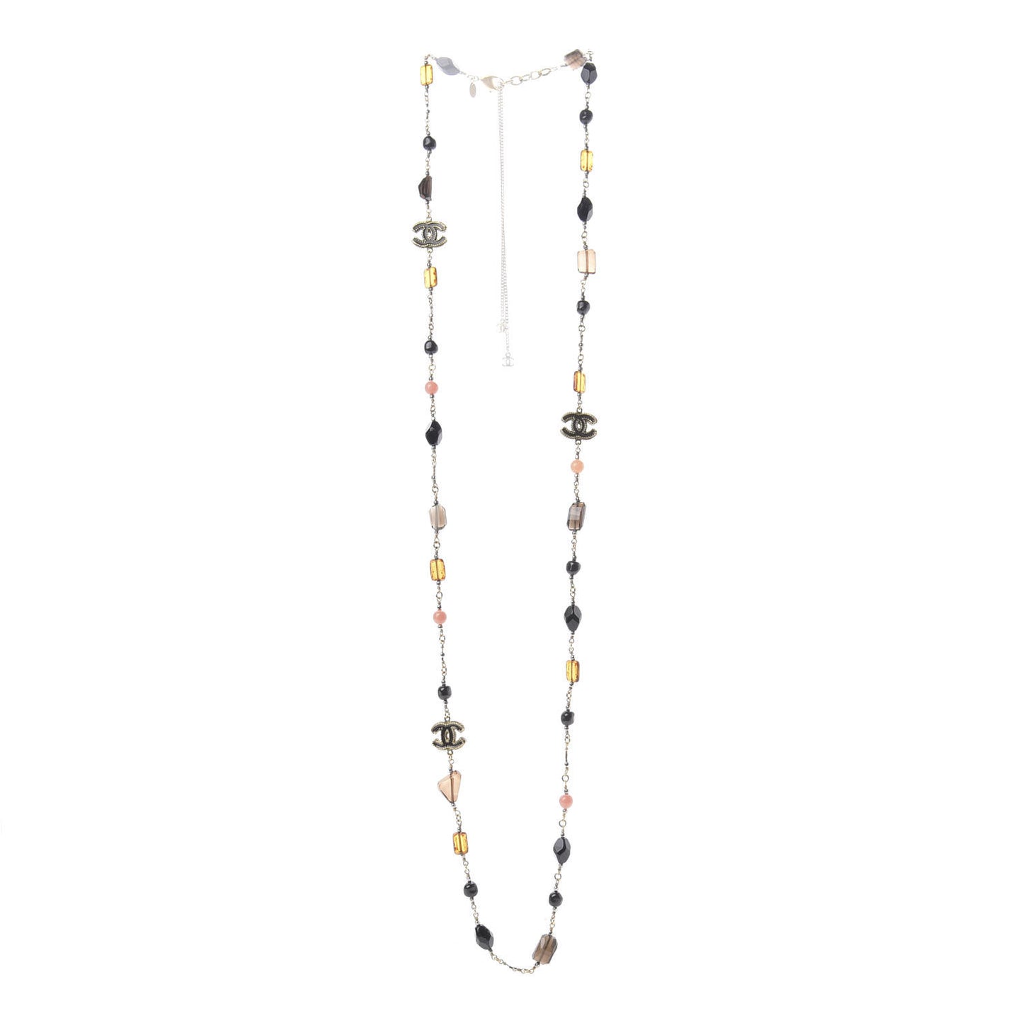Beaded Resin CC Long Necklace Gold Multicolor