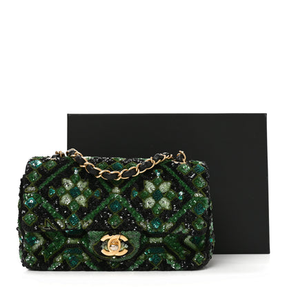 Chanel Sequin Mosaic Mini Rectangular Flap Green Black 11 of 12