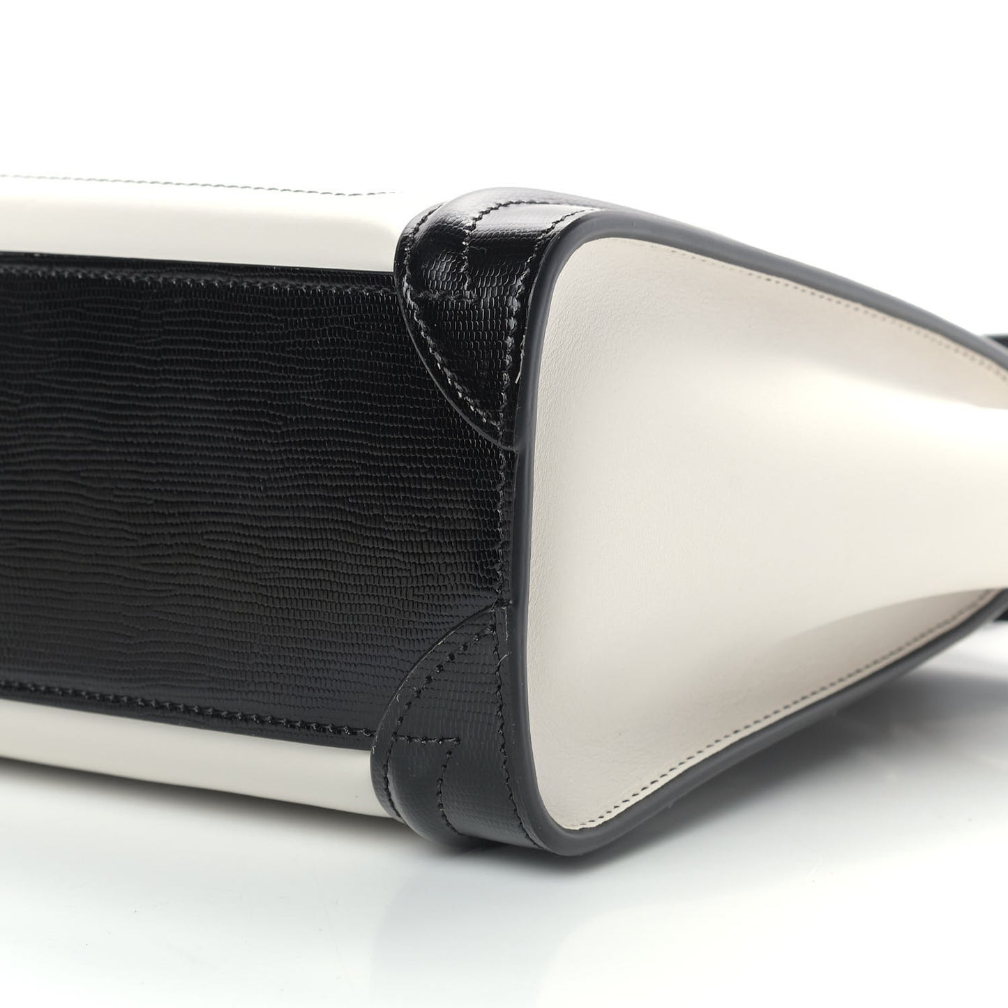 Smooth Calfskin Lizard Embossed Nano Luggage White Black