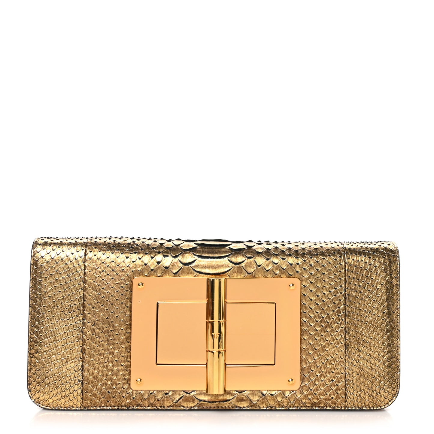 Metallic Snakeskin Natalia East-West Shoulder Bag Gold