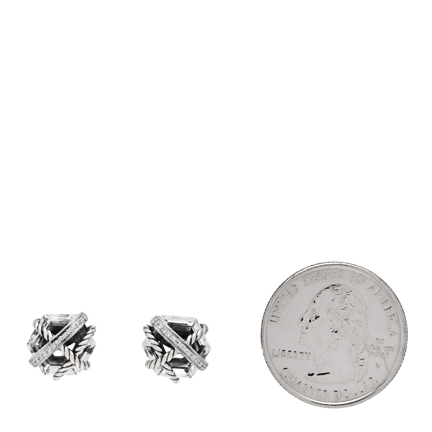 Sterling Silver Diamond Crystal 10mm Cable Wrap Earrings