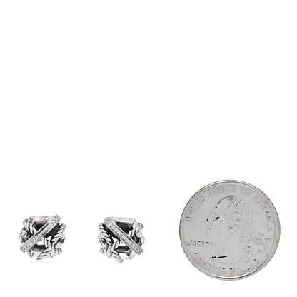 David Yurman Sterling Silver Diamond Crystal 10mm Cable Wrap Earrings 2 of 4