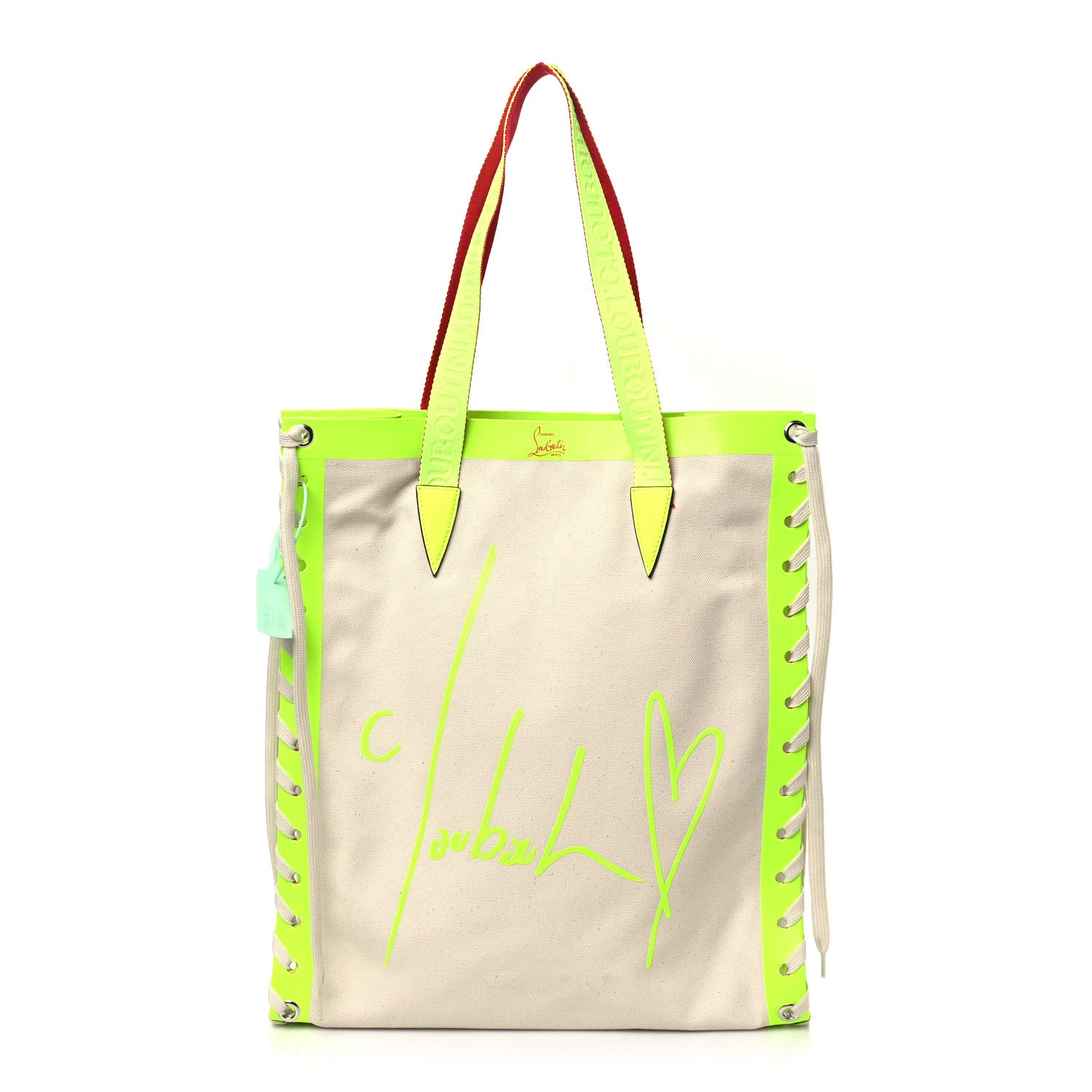 Christian Louboutin Braided Canvas Small Cabalace Shopper Tote Beige Yellow 1 of 10