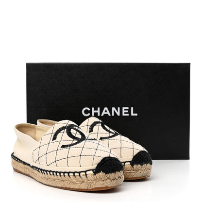 Chanel Fabric Biarritz CC Espadrilles 37 Beige Black 13 of 13