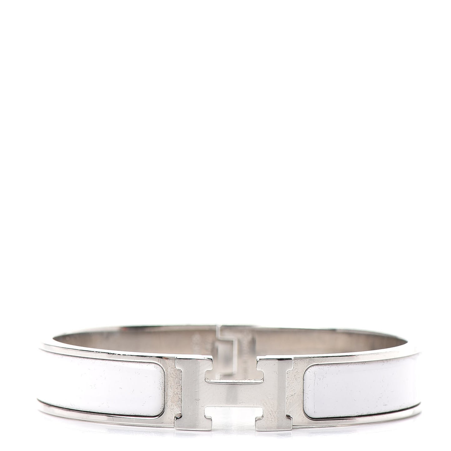 Enamel Narrow Clic Clac H Bracelet GM White