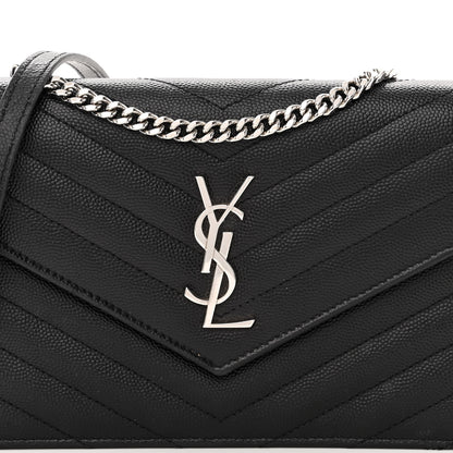 Saint Laurent Grain De Poudre Matelasse Chevron Monogram Envelope Chain Wallet Black 7 of 9