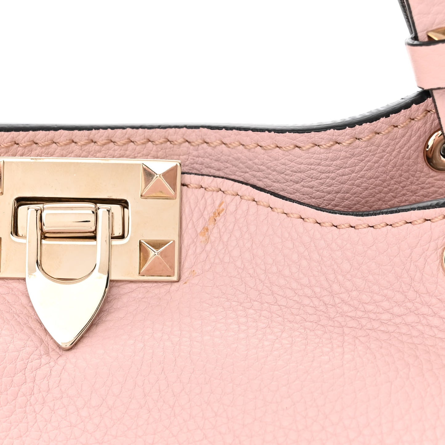 Pebbled Calfskin Medium Rockstud Tote Water Rose