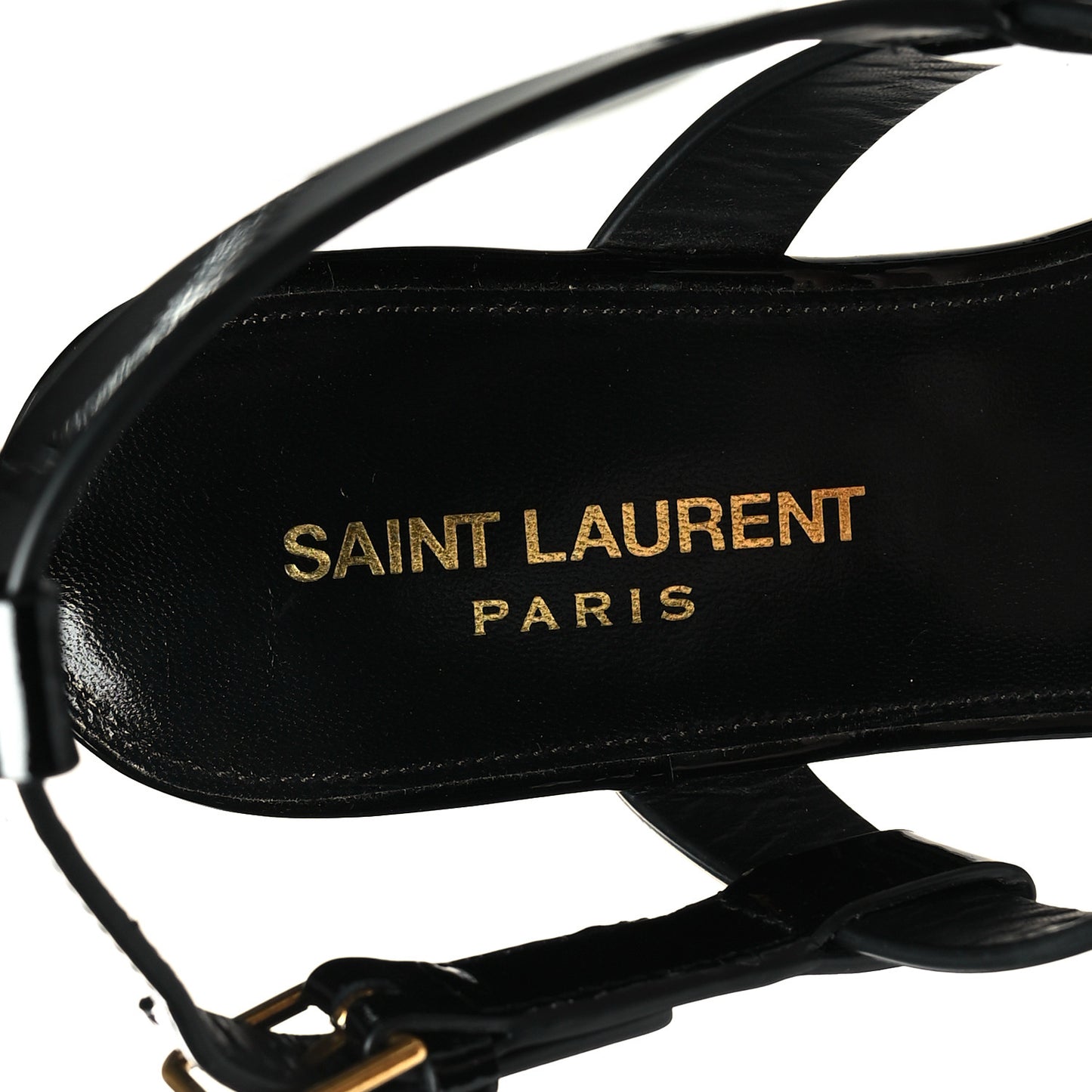 Patent Calfskin Cassandra Monogram Sandals 38 Black