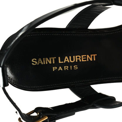 Saint Laurent Patent Calfskin Cassandra Monogram Sandals 38 Black 8 of 9