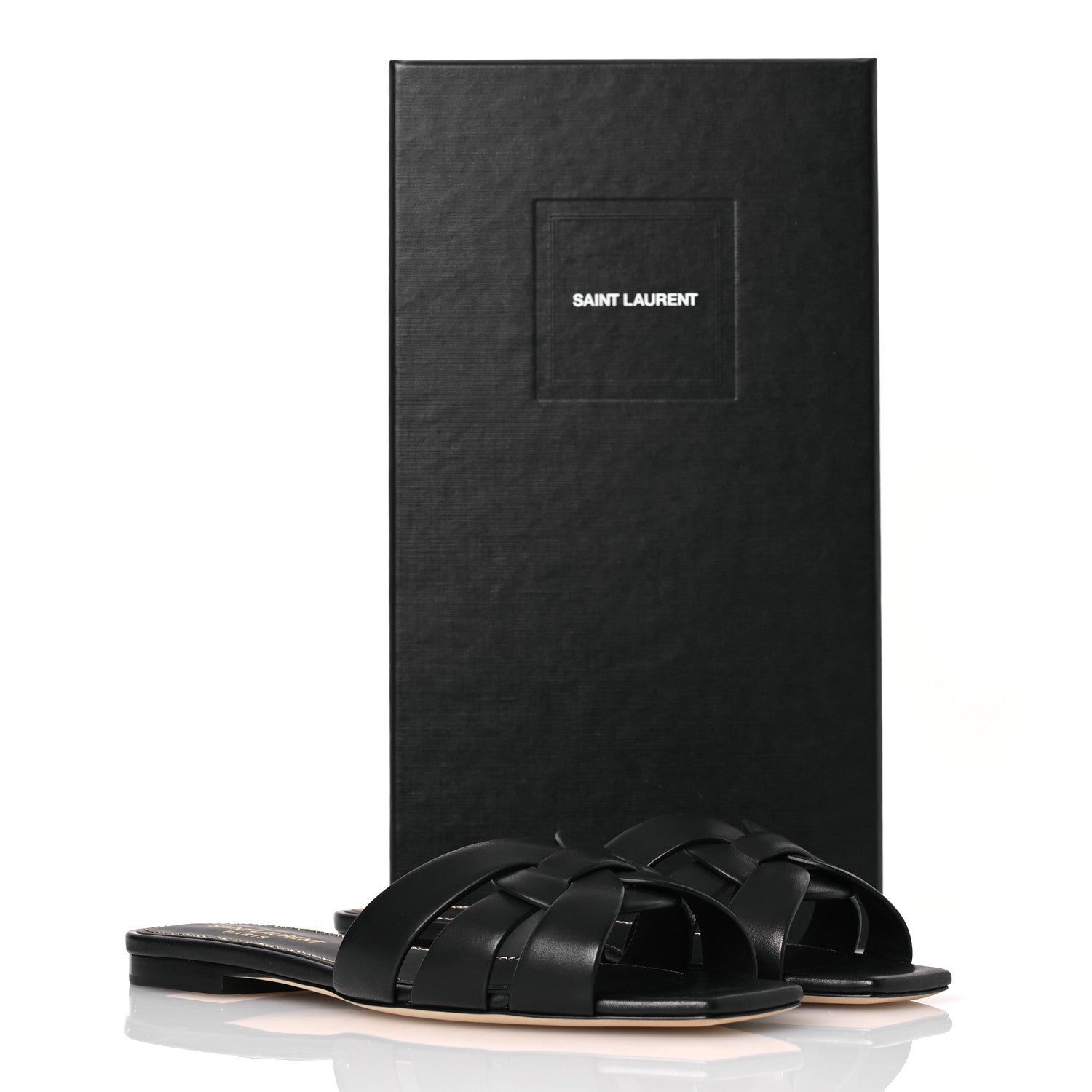 Saint Laurent Calfskin Tribute 05 Slide Sandals 36.5 Black 11 of 11