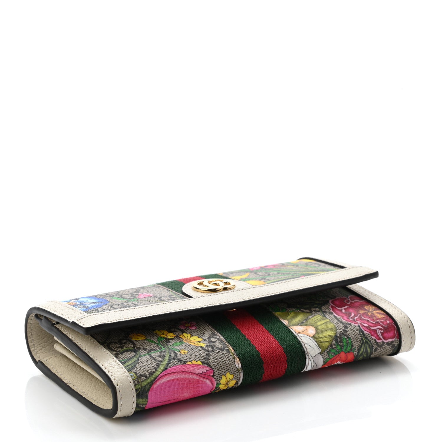 Gucci GG Supreme Monogram Flora Web Ophidia Continental Wallet White 4 of 6