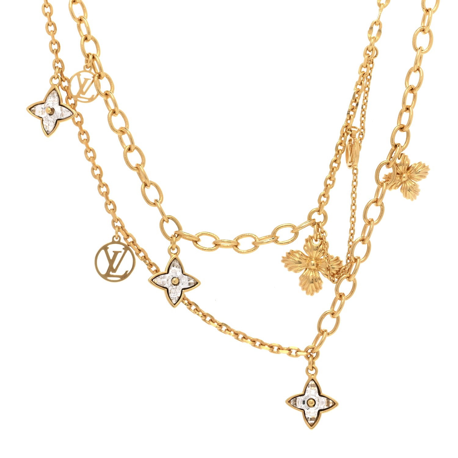 Louis Vuitton Metal Blooming Strass Necklace Gold 4 of 7