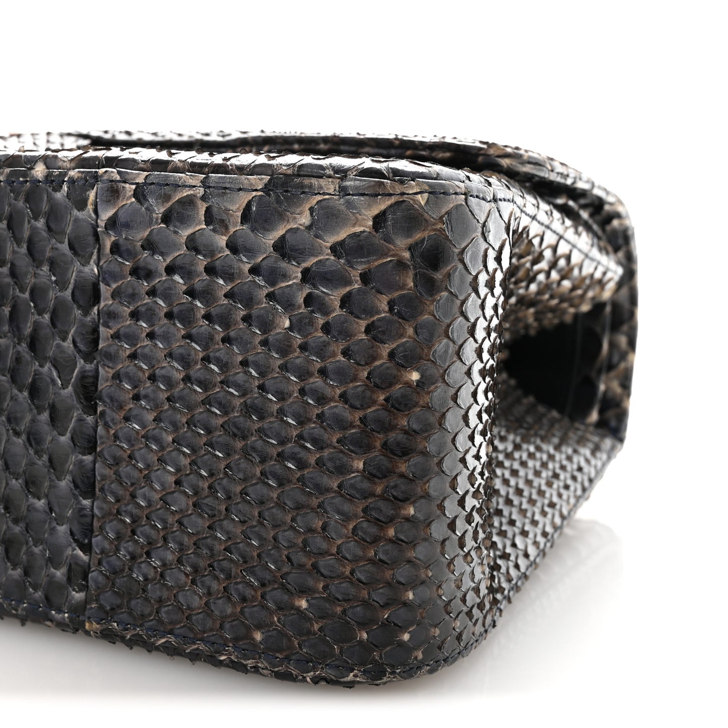 Metallic Snakeskin Jumbo Double Flap Blue