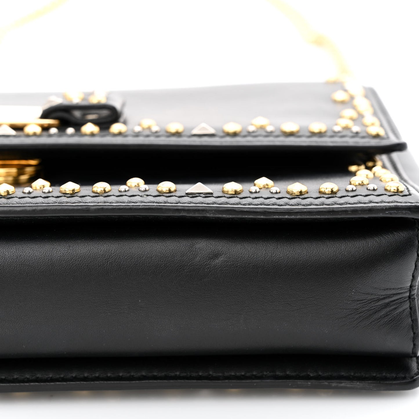 Calfskin Studded Vara Bow Bag Black