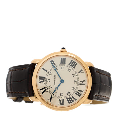 Cartier 18K Pink Gold Alligator 36mm Ronde Louis Manual Winding Watch Brown 2 of 5