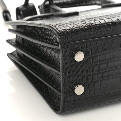 Saint Laurent Calfskin Crocodile Embossed Nano Sac De Jour Black 7 of 8