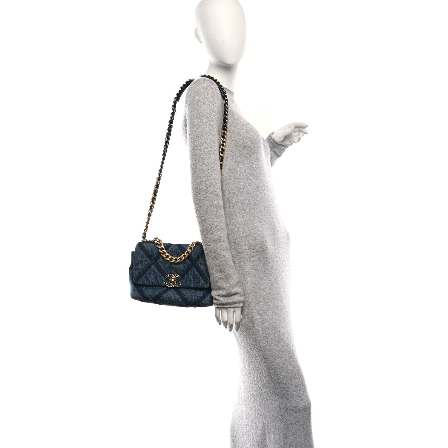 Chanel Denim Quilted Medium Chanel 19 Flap Blue 2 of 10