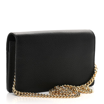 Gucci Calfskin Mini GG Marmont Chain Wallet Black 3 of 9