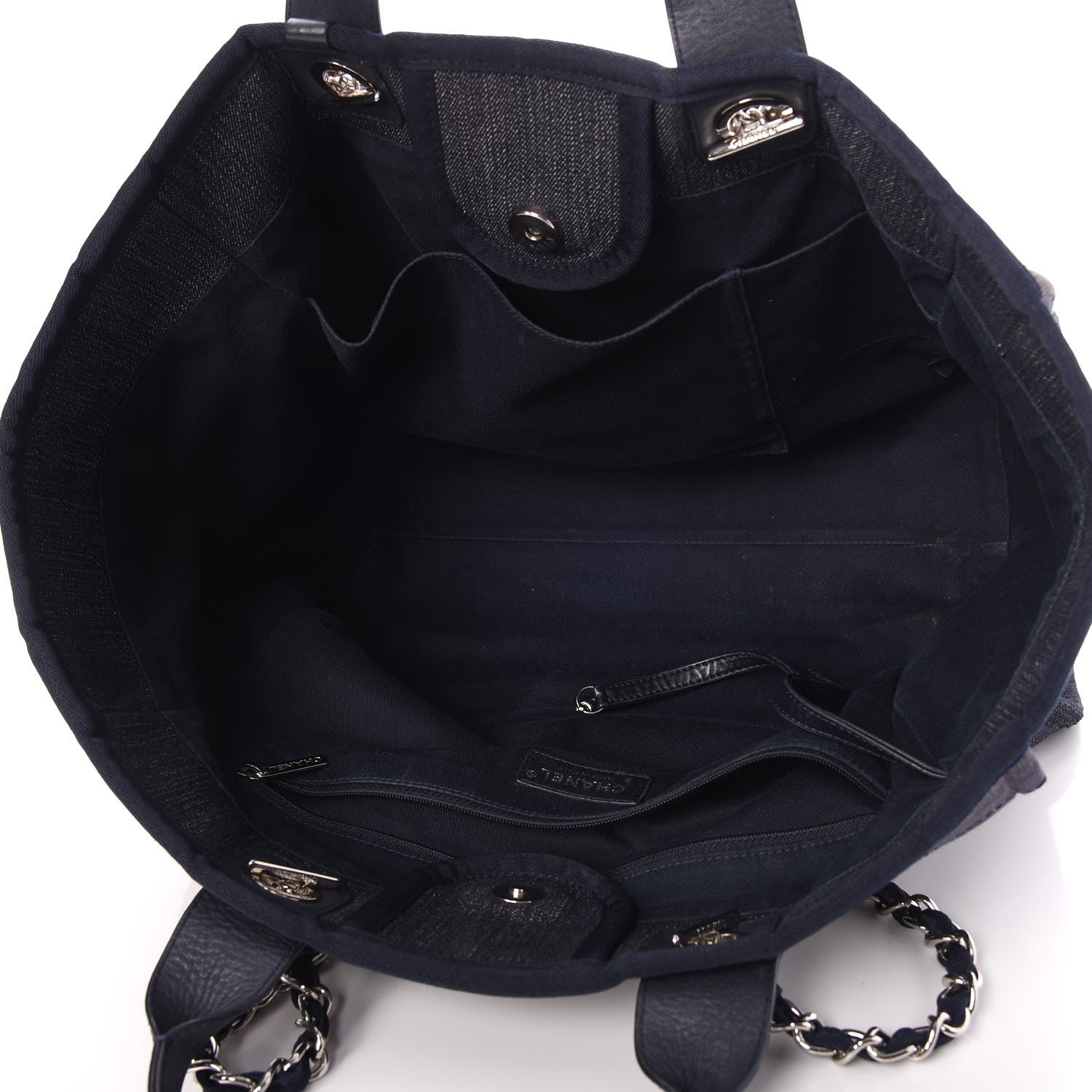 Chanel Denim Large Deauville Tote Dark Blue 6 of 10