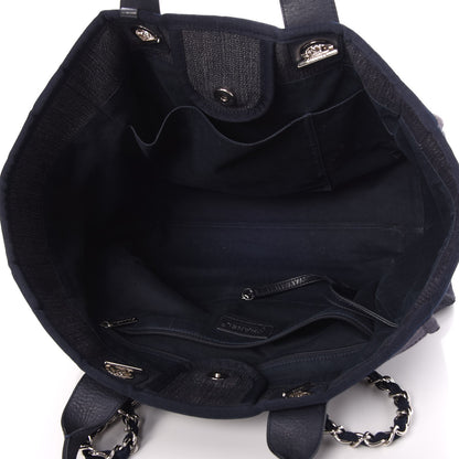 Chanel Denim Large Deauville Tote Dark Blue 6 of 10