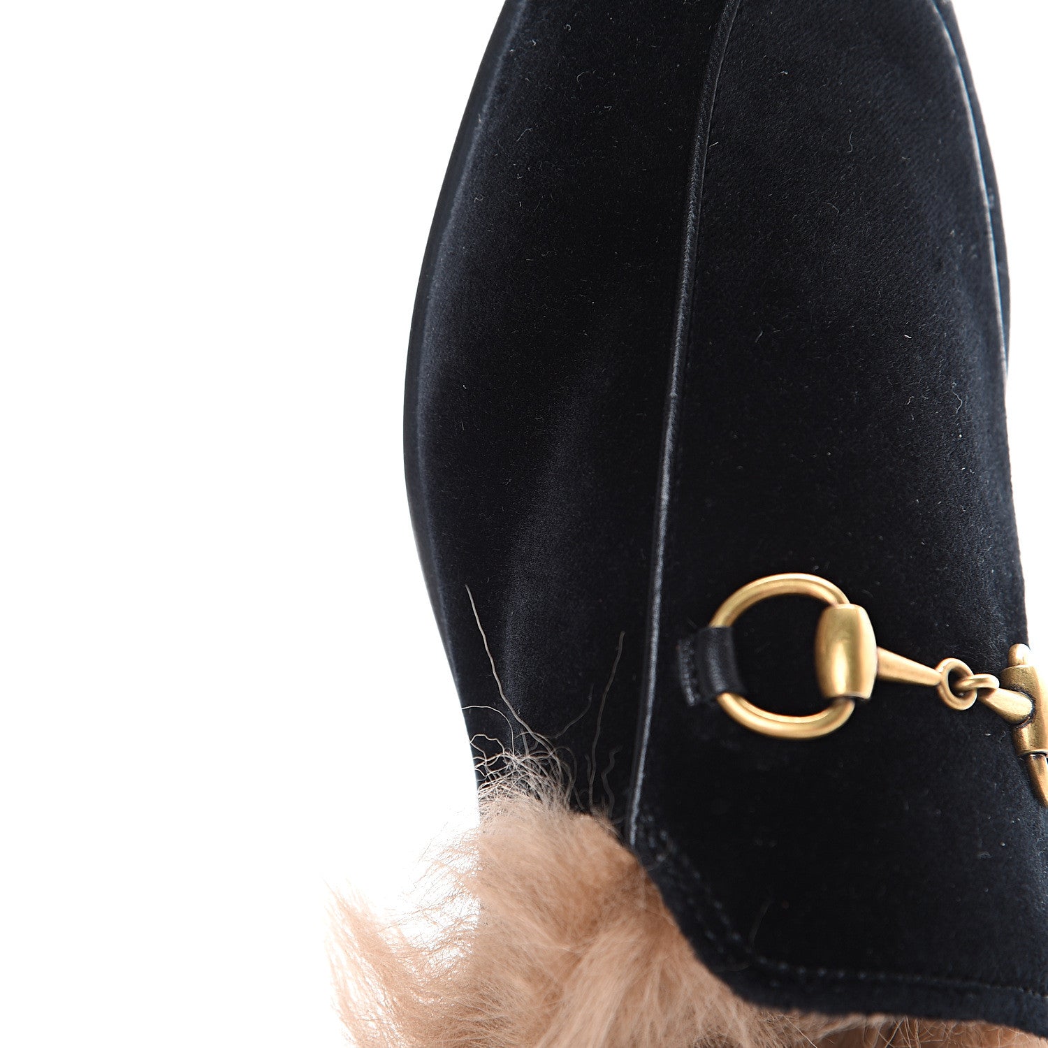 Gucci Velvet Fur Womens Princetown Slippers 36 Black 8 of 10