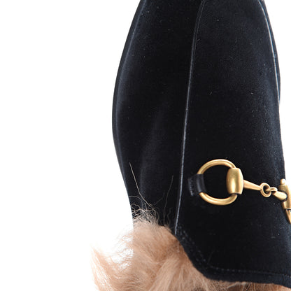Gucci Velvet Fur Womens Princetown Slippers 36 Black 8 of 10