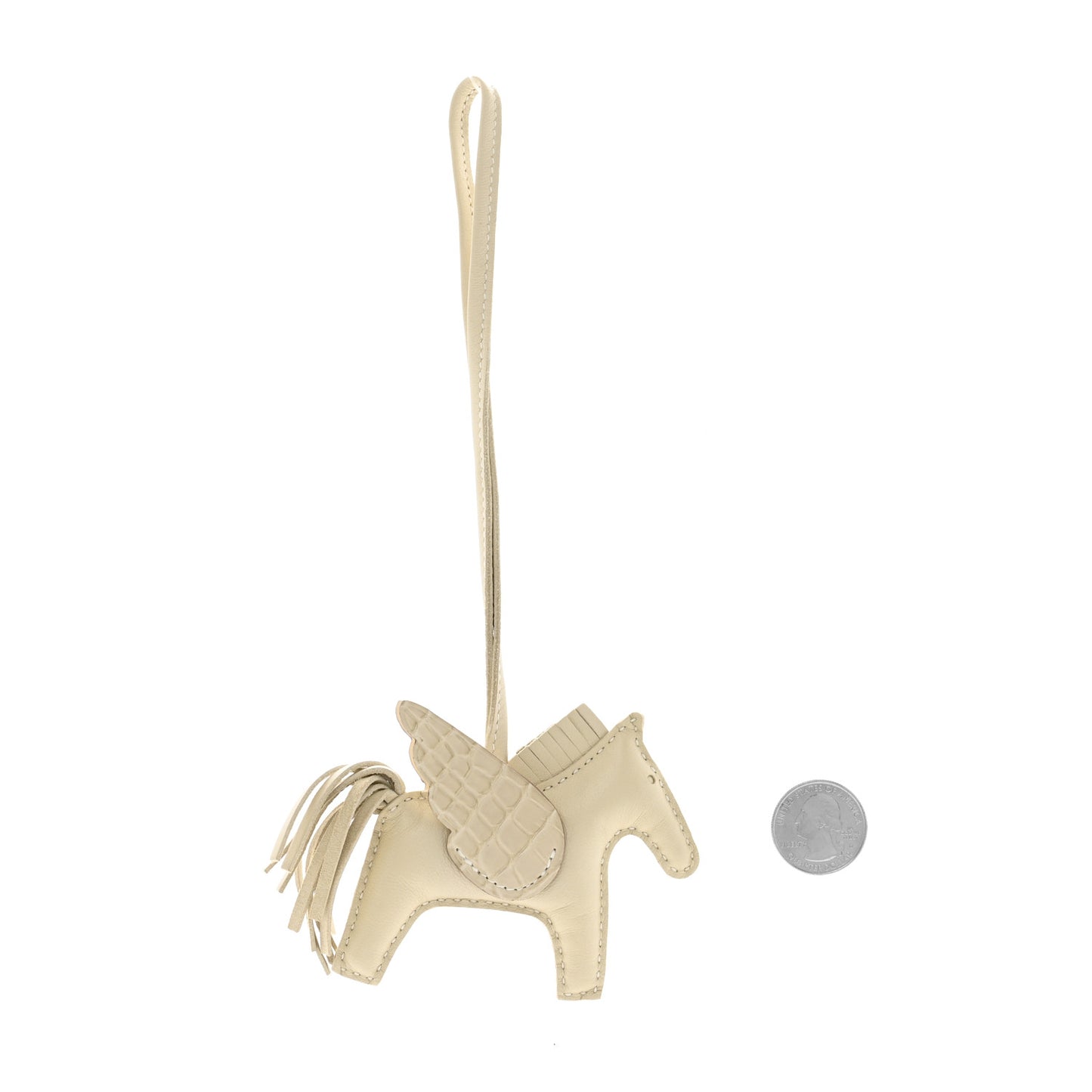 Milo Lambskin Matte Alligator Touch Grigri Rodeo Pegase Horse Bag Charm PM Craie Nata Beton