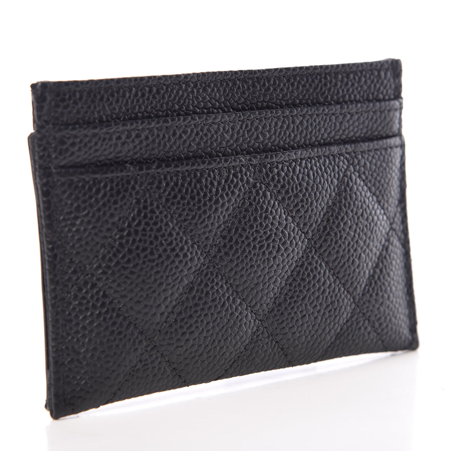 Caviar Quilted Filigree Card Holder Black