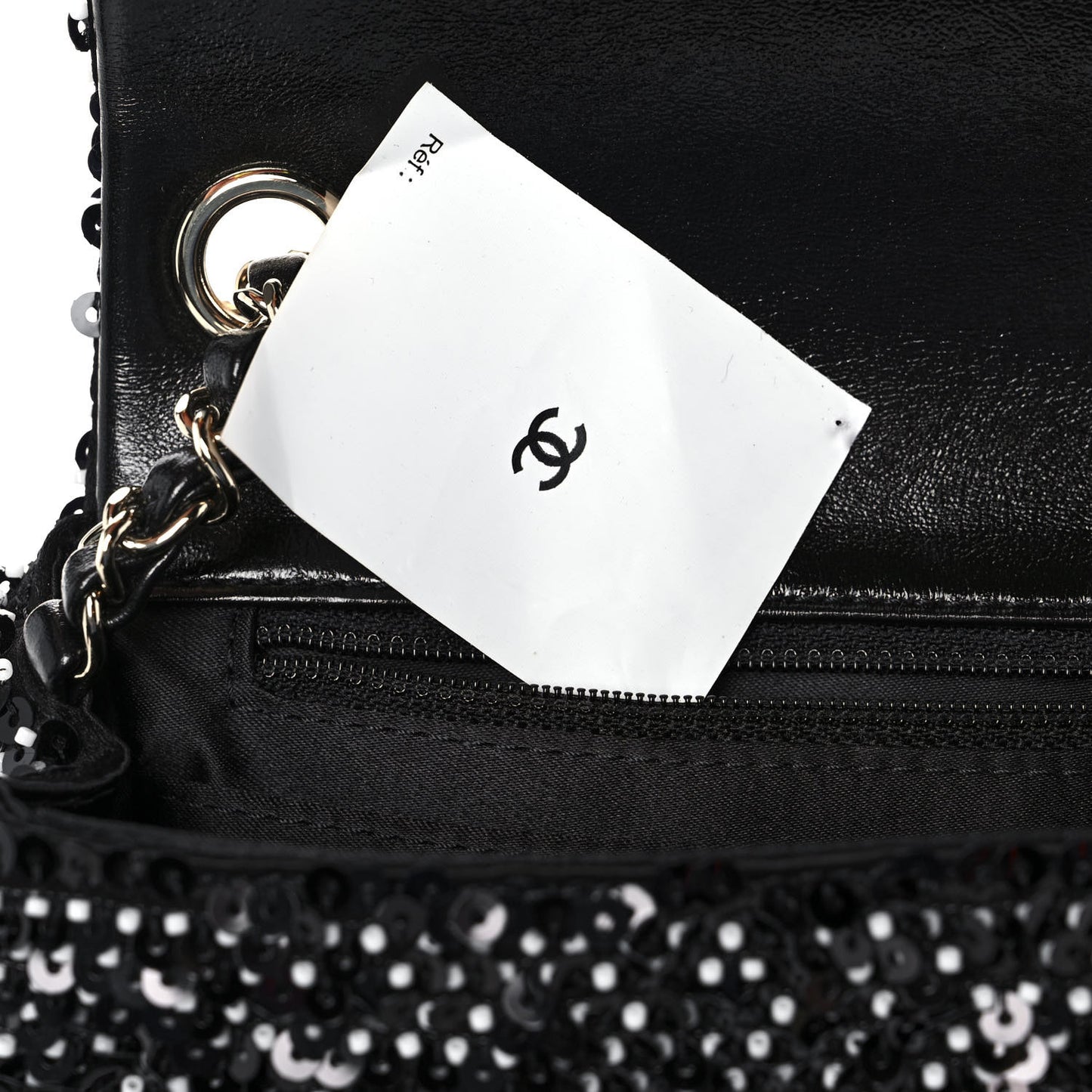 Sequin Mini Square Flap Black